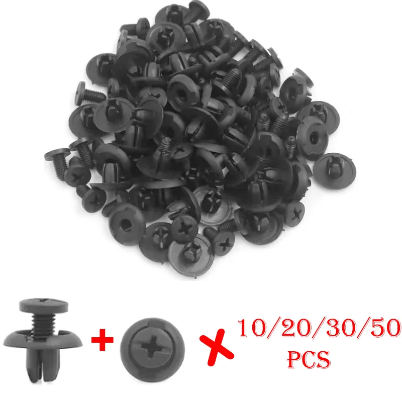 

Car Bumper Fender Rivets Fasteners Screw Wholesale Best-selling 8mm Hole Black Plastic Fixed Clip Auto Interior Accessories