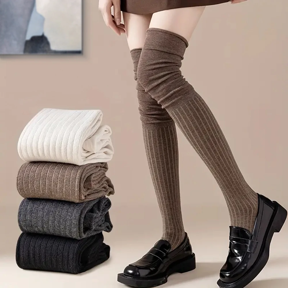 New Fashion Women Knee-socks Lady Splicing Soft Stockings Autumn Winter High Tube Thermal Socks Casual Sock ﻿