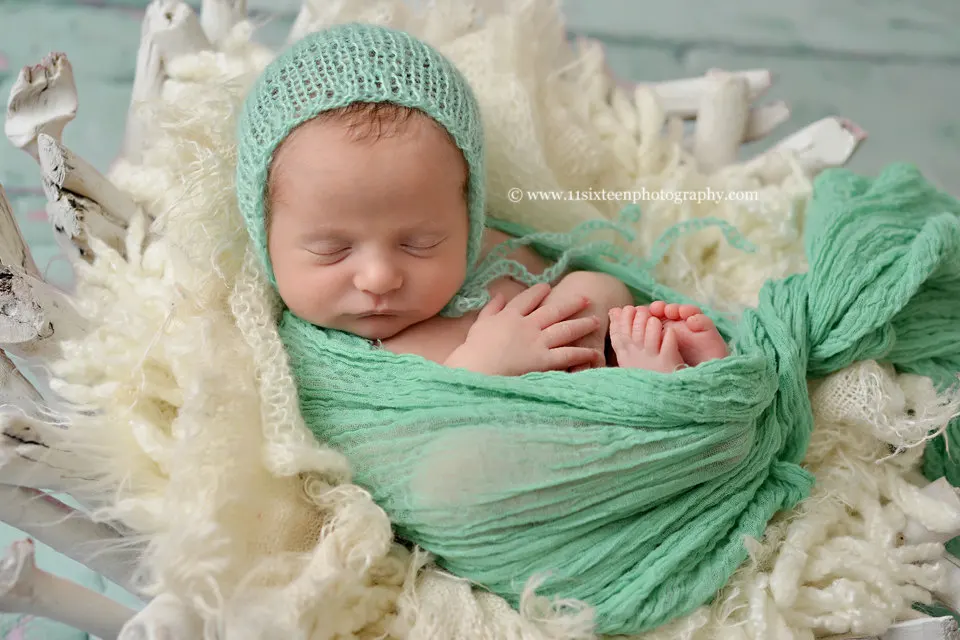 Ocean Blue-Green Gauze Baby Swaddle Layer Gauze Newborn Photography