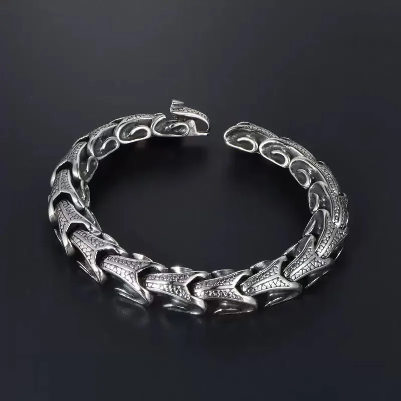 Hip-hop Dragon Bone Chain Bracelet for Mens 316L Stainless Steel Black Gold Silver Color Bangle Bracelets Jewelry