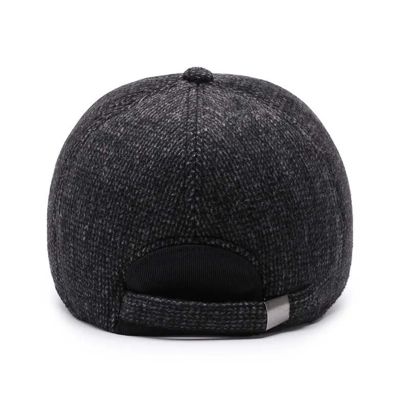 2023 Men Baseball Caps Woolen Knitted Winter Ear Cover Baseball Cap Dad Thicken Warm Hats with Earflaps Sport Golf Hats Snapback