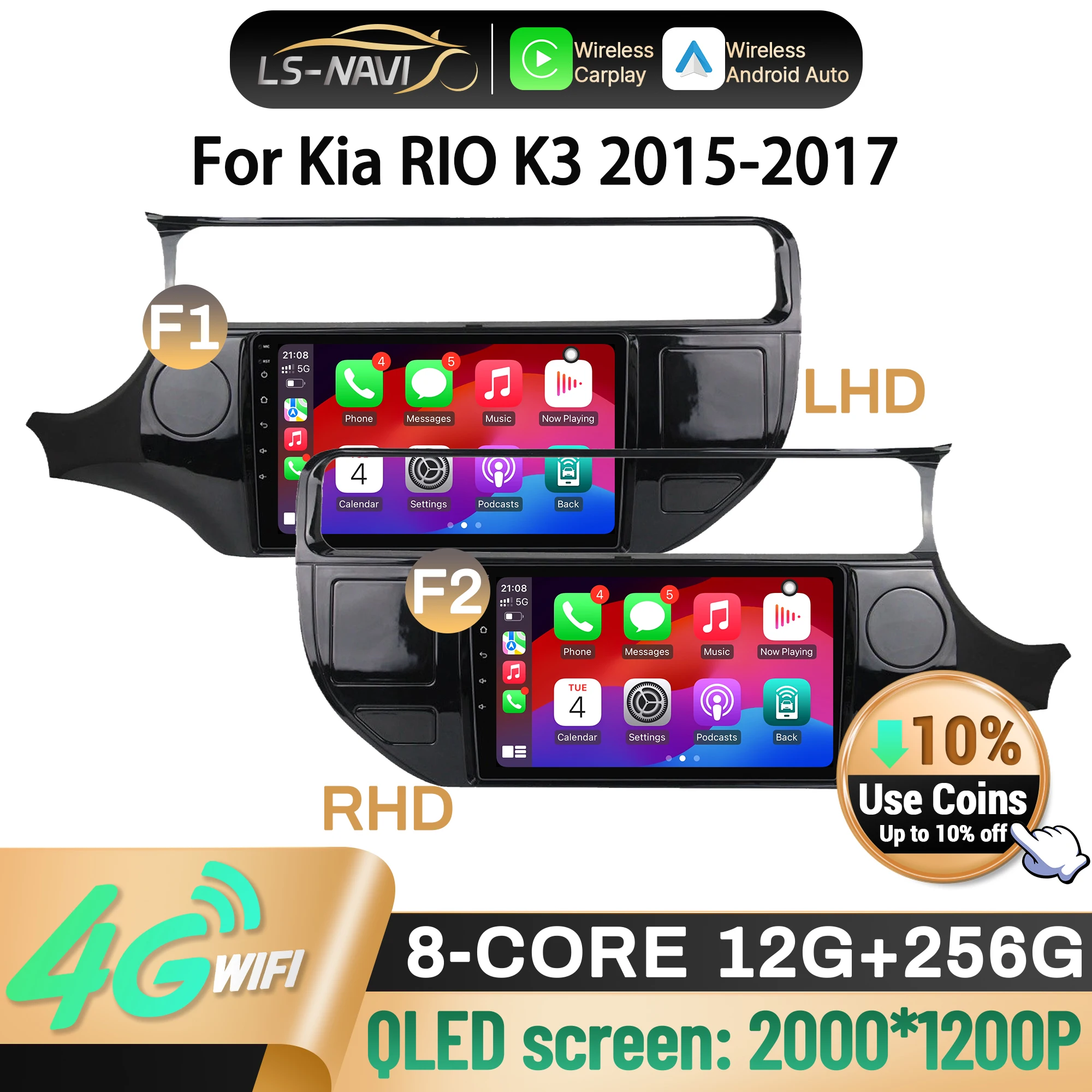 

Автомобильный радиоприемник Android 14, для Kia RIO K3 2015-2017, беспроводной Bluetooth Carplay, Android Auto, мультимедийная навигационная система с экраном