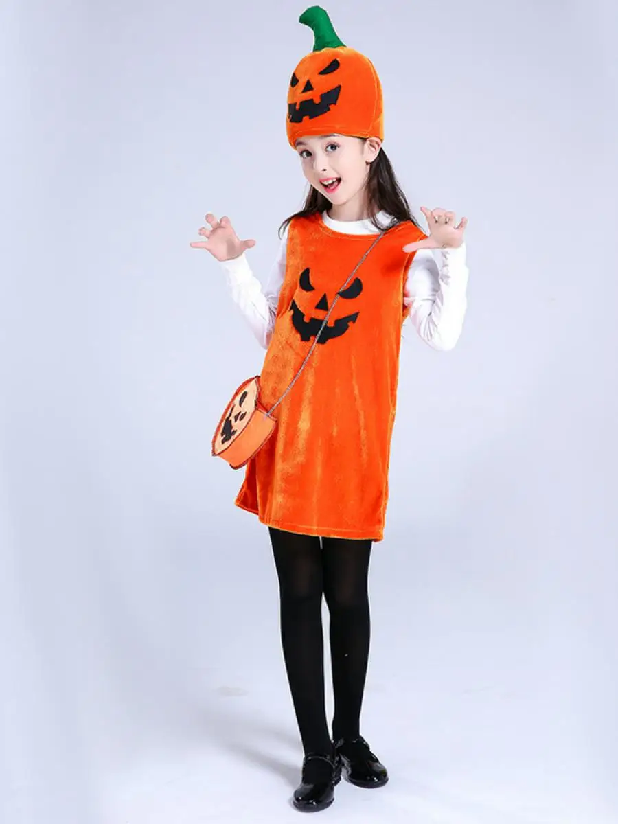 طقم زي اليقطين للهالوين للأطفال والكبار، زي مسرحي صيني تقليدي جديد من الألياف البوليستر #1