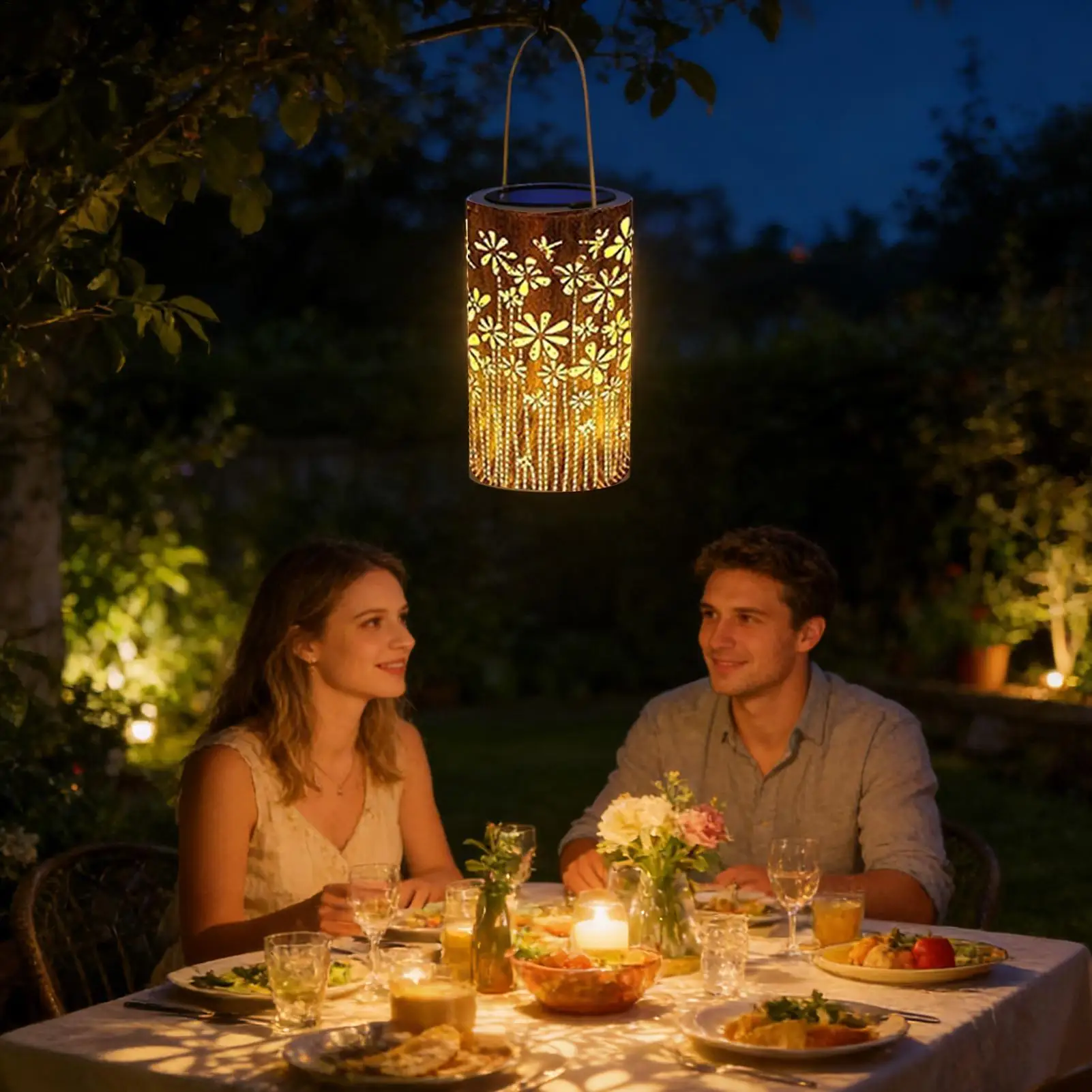 Solar Lanterns Waterproof Metal Flower Lamps Lights Solar Pathway Lights For Yard Outside Path Landscape Walkway Lawn House