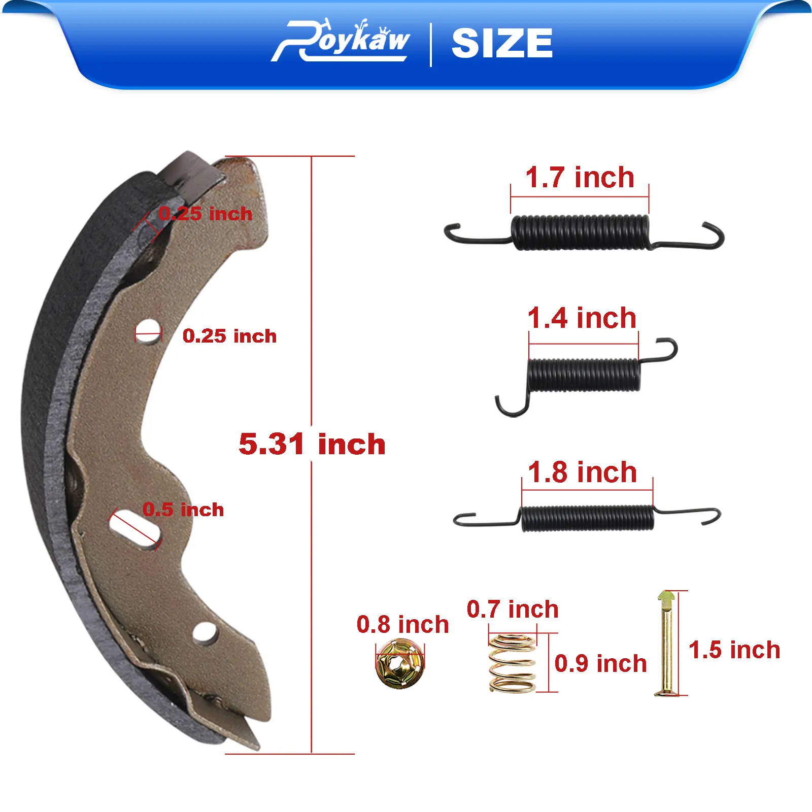 Roykaw Golf Cart Brake Shoes Pads & Spring Fit for EZGO TXT 1996-up & Yamaha G14, G16, G19-G22 1993-up , OEM# 27943G01, 70794G01