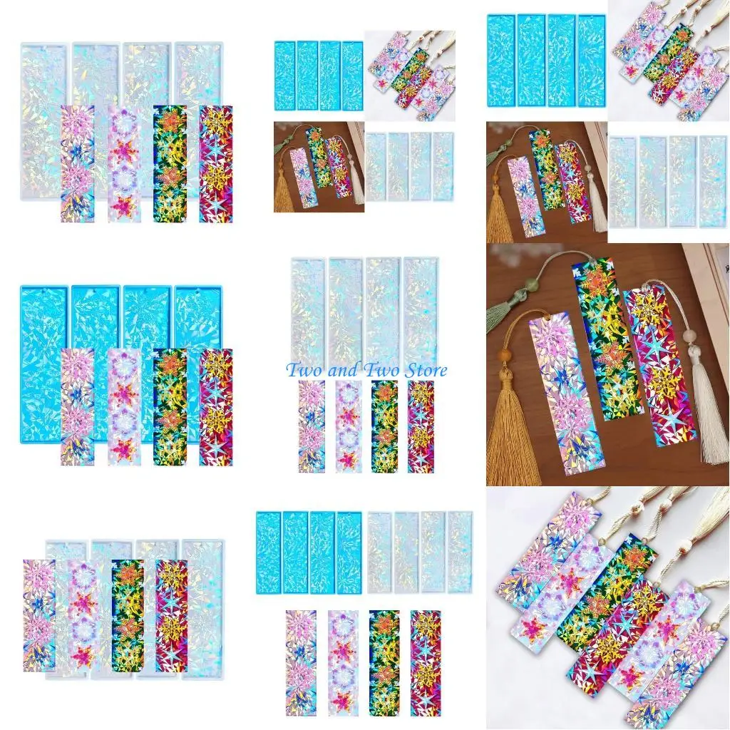 

HX6F Прямоугольная форма для закладок из смолы с красивым узором, форма для закладок