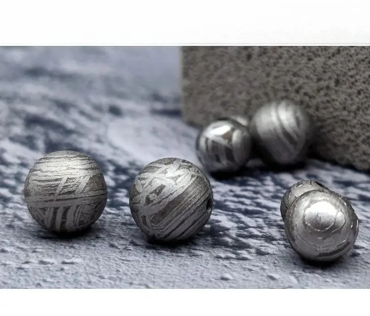 Genuine Natural Gibeon Iron Meteorite Moldavite Loose Round Beads 925 Silver 7mm 8mm 9mm One Bead