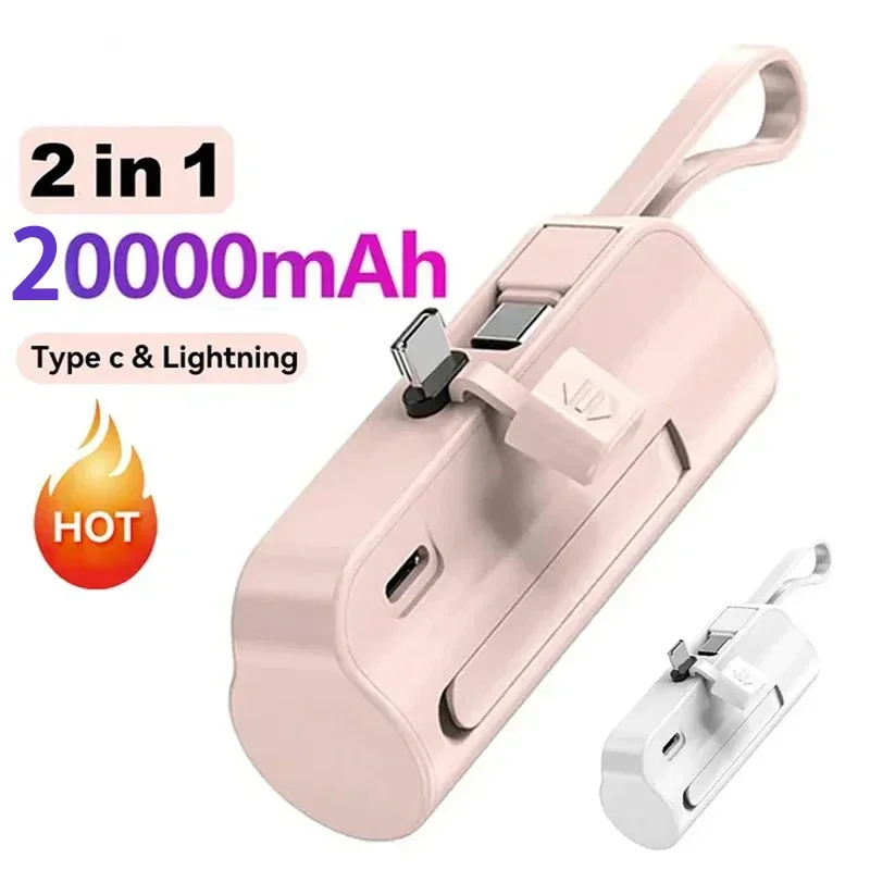 

20000mAh Mini Portable Power Bank External Battery Plug Play Power Bank Type-C and Lightning For iPhone Samsung Huawei Xiaomi