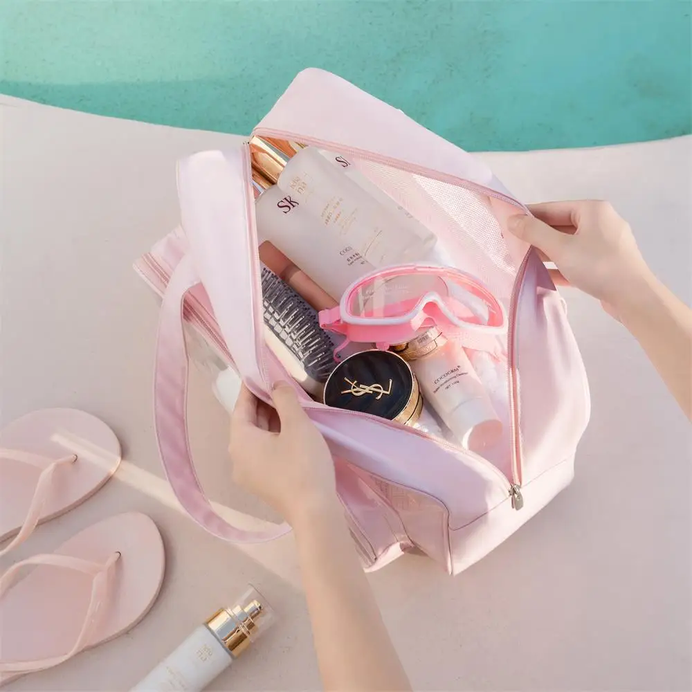 Transparent PVC Large Capacity Storage Bag Swimming Bags Women Large Wet Dry Separation Sports Bag Beach Fitness Travel Handbag