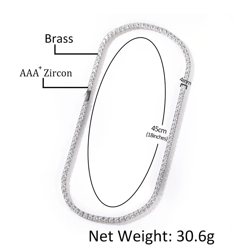 5 Colors Hip Hop 3A+ Zircon Paved Bling Iced Out Spring Button 1 Row CZ Stone Tennis Link Chain Necklaces for Men Rapper Jewelry