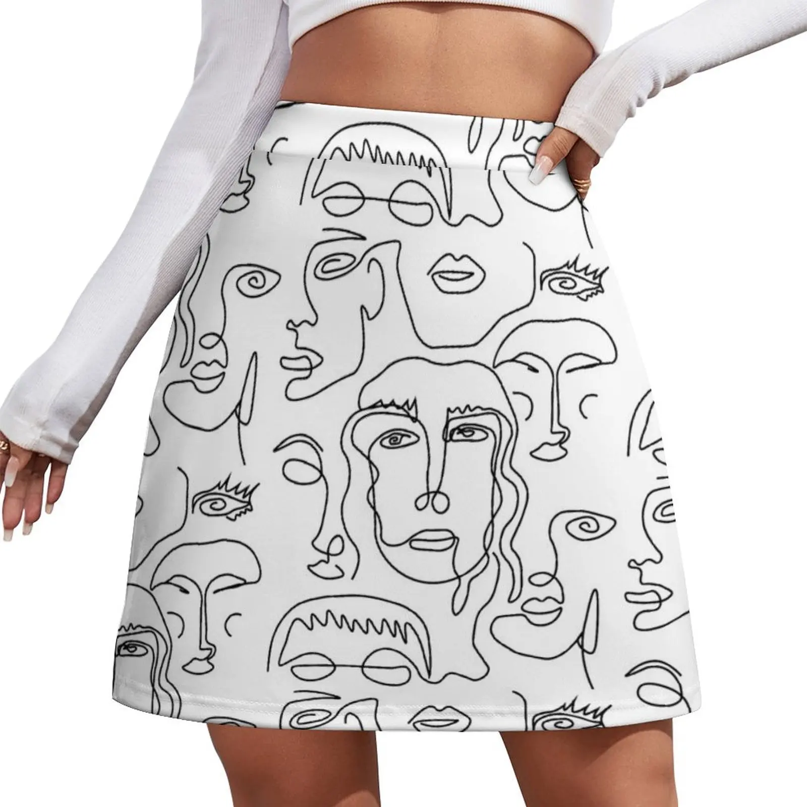 

strange out line faces Mini Skirt women's golf wear summer korean style skirt clothes for women korean skirt Mini