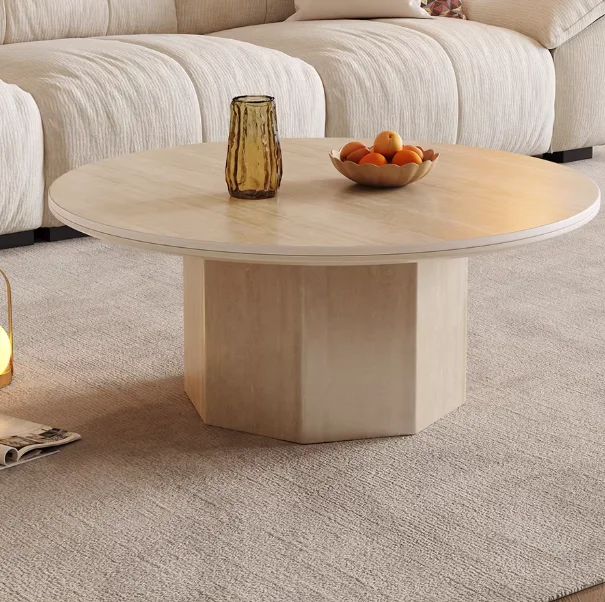 xx-Marble-top Round Coffee Table, Italian Minimalist Luxury, Suitable for Small Living Room and Dining Room at Home&