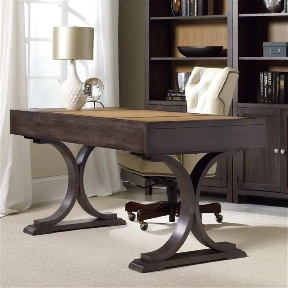 60 Inch Writing Desk in Dusty Brown-Gray Wood Finish desk table desks office desk office furniture l shaped desk