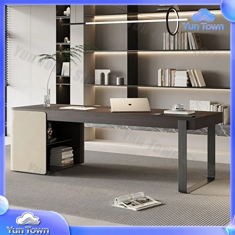 Light Luxury Modern Smoked Wood Solid Wood Desk for Home Office Study Minimalist Computer Desk for Ergonomic Workspace Setup