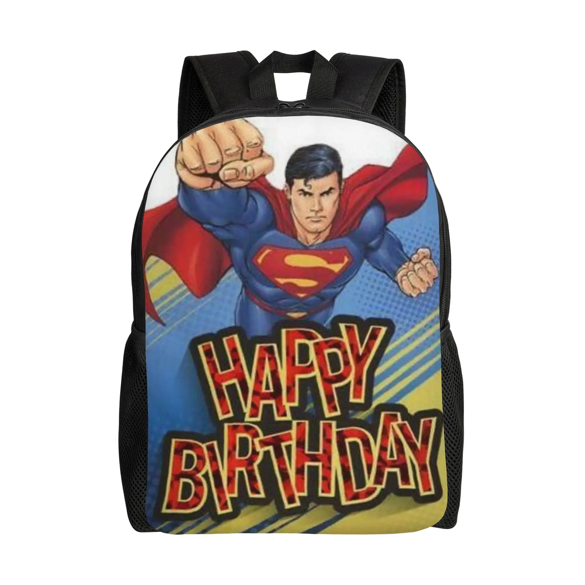 Back to school season Versatile Retro Happy Birthday Superman Poster Laptop Bag  Male Lady Backpack