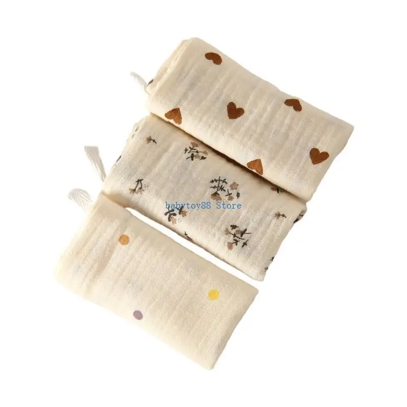Y4UD 3pcs/set telas eructo absorbente suave babero 4 capas para recién nacidos toalla suave