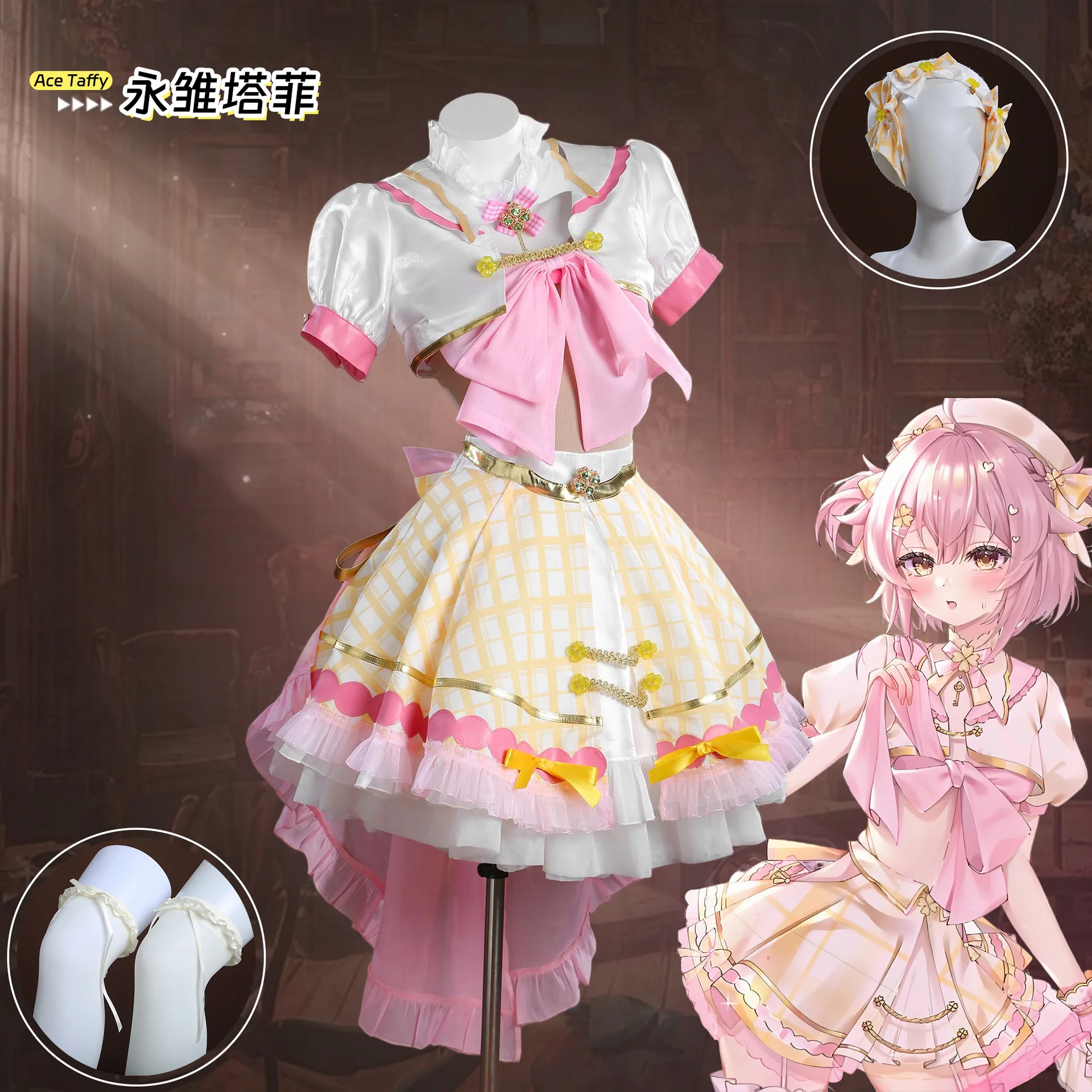 

VTuber Ace Taffy Cosplay Costume Full Set Virtual Singer Anime Idol Outfit Halloween Carnival