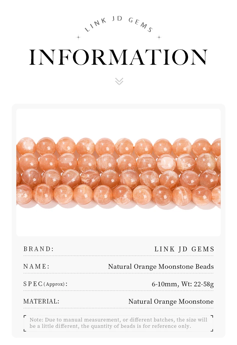 3A-Qualität Natürliche Orange Sonnensteinperle Runde Lose Distanzperle Heilende Edelsteine für Schmuckherstellung DIY Halskette Armband Zubehör – Detail 2
