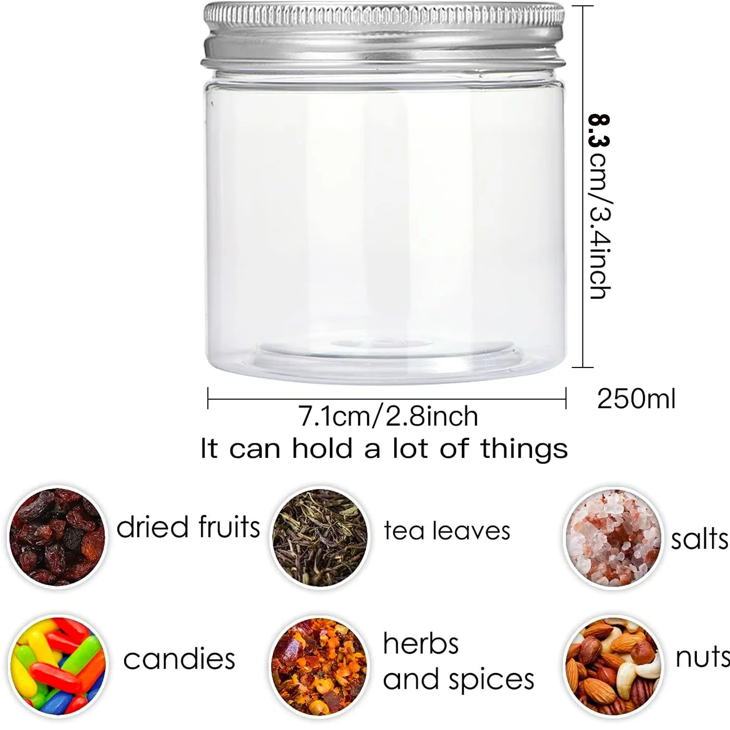 8OZ Clear Plastic Jars Containers with Screw On Lids,for Beauty Products,Kitchen & Household Storage