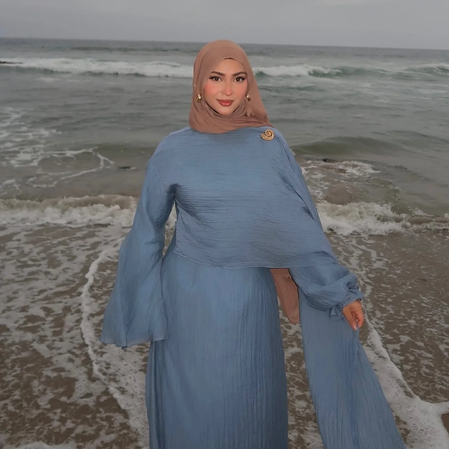 

Elegant Dress Bohemian Beachwear Vacation Dress Layered Ruffled Breathable CottonBlend Dress Modest Midi Versatile Gown