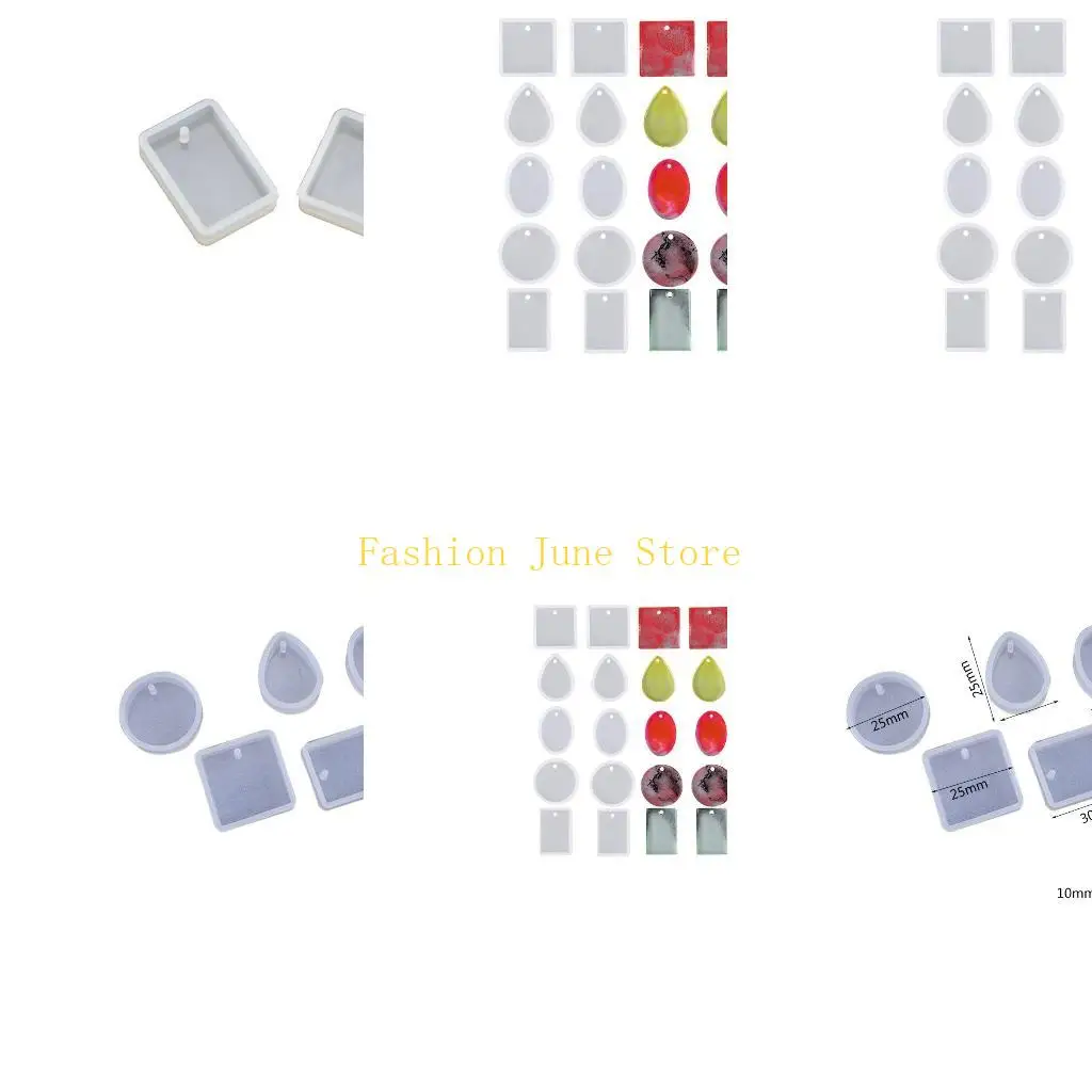 

N5KA Pendant Silicone Mold 10 Pieces DIY Jewelry Casting Resin Molds with Hole