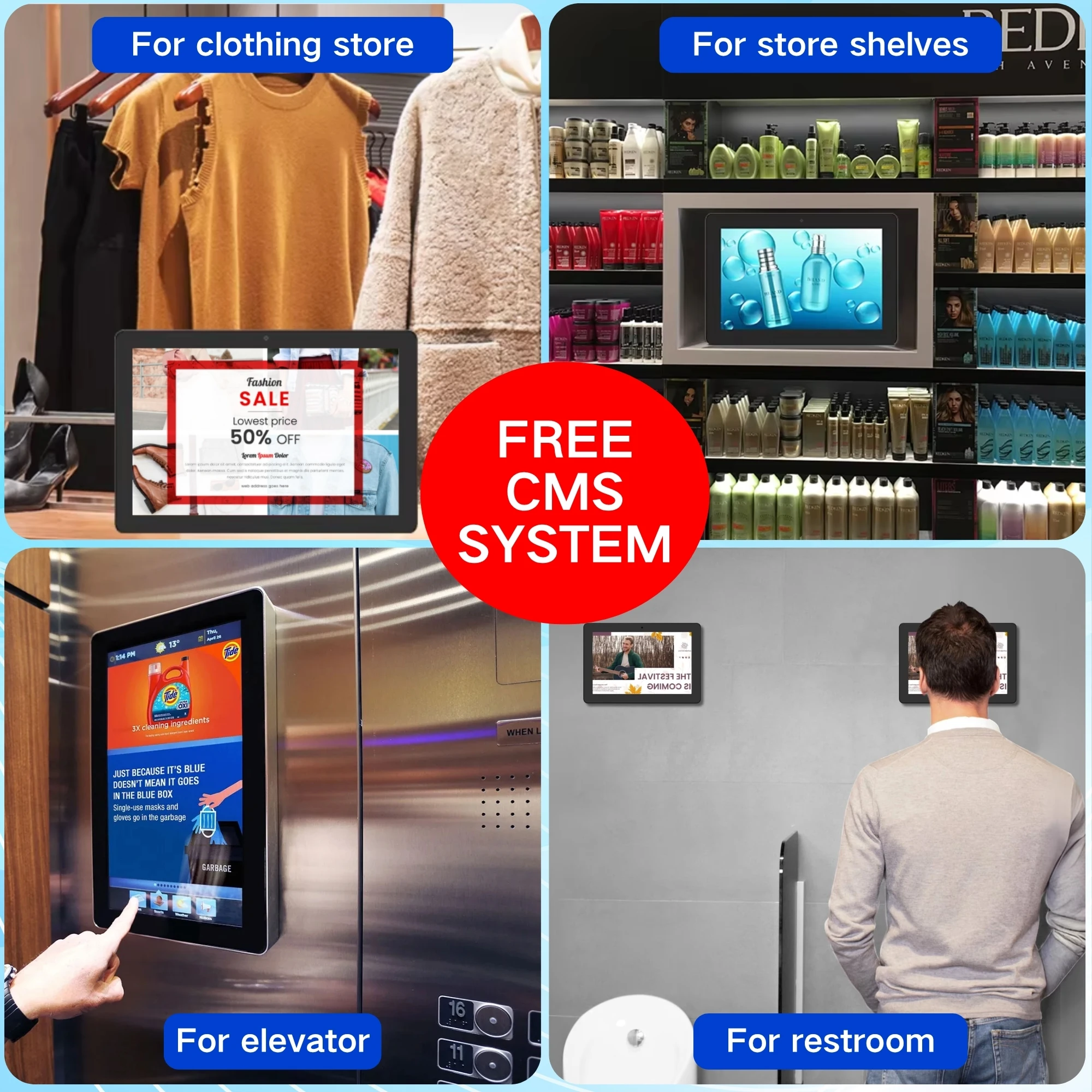 MSWF1038T 10.1 بوصة LCD لافتات رقمية نظام أندرويد 11 2 + 16 جيجابايت شاشة تعمل باللمس الكمبيوتر اللوحي اختياري NFC POE مع عرض إعلاني #4