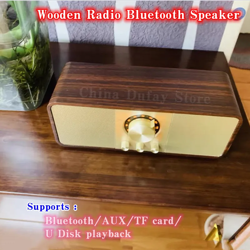 

Outdoor Travel Camping Vintage Wooden Bluetooth Speaker Home Decoration Stand USB Drive Upgraded version Broadcasting Subwoofer