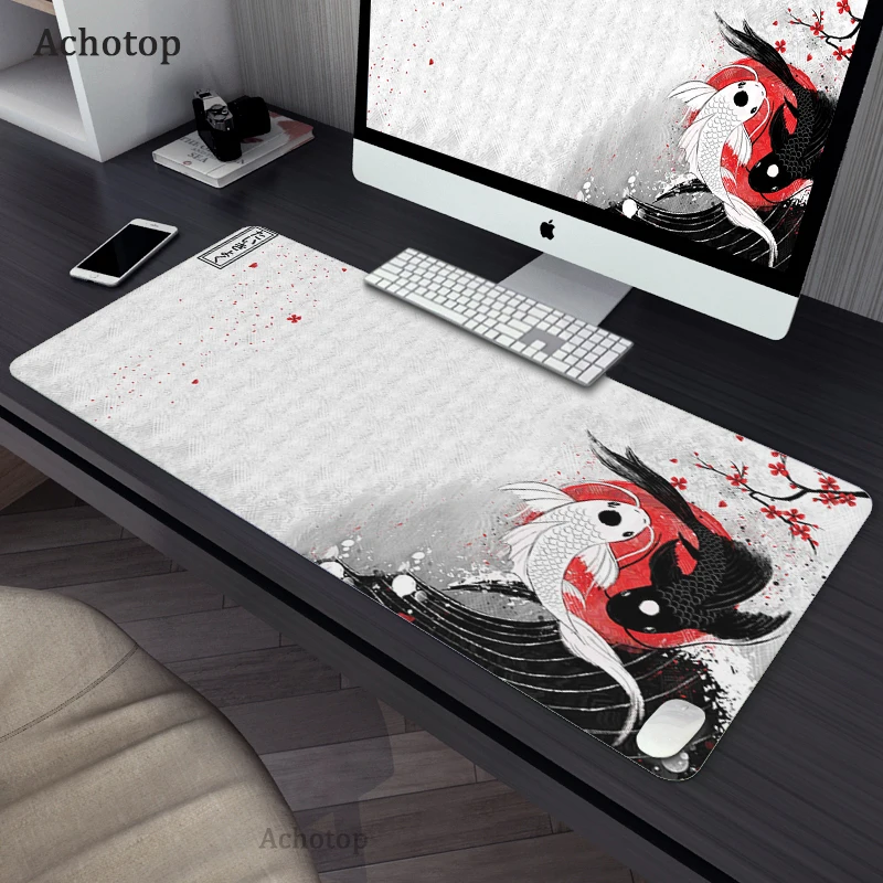 Tai Chi Fish Gaming Mousepad, Mouse Pad de borracha impermeável, Big Laptop Notebook Desk Mat, Tapete de Rato Neutro Gamer, XXL