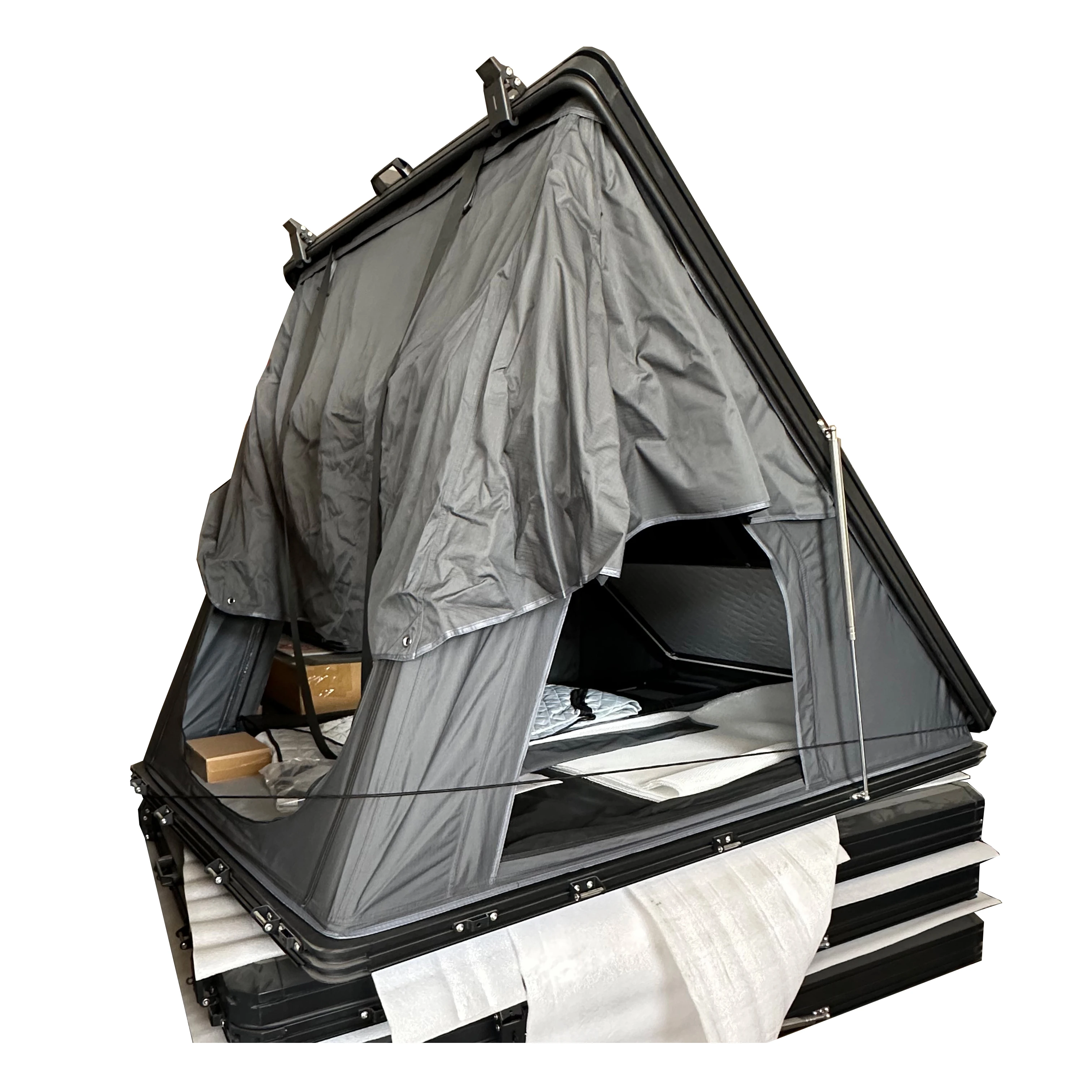 Camping outdoor 2-3 person roof tent, triangular aluminum hard shell, the best roof tent for sale, roof tent hard shell