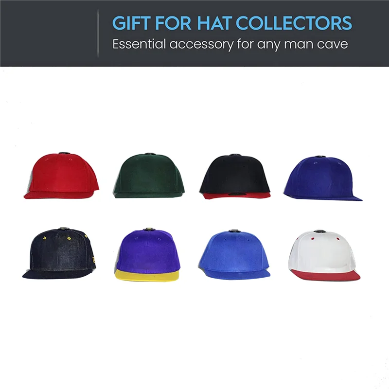 A02M-8Pcs قبعة السنانير قبعة بيسبول هوك قبعة لاصق هوك ل جدار حامل القبعات ل قبعة بيسبول قبعة عرض قبعة الشماعات للجدار الأسود #4