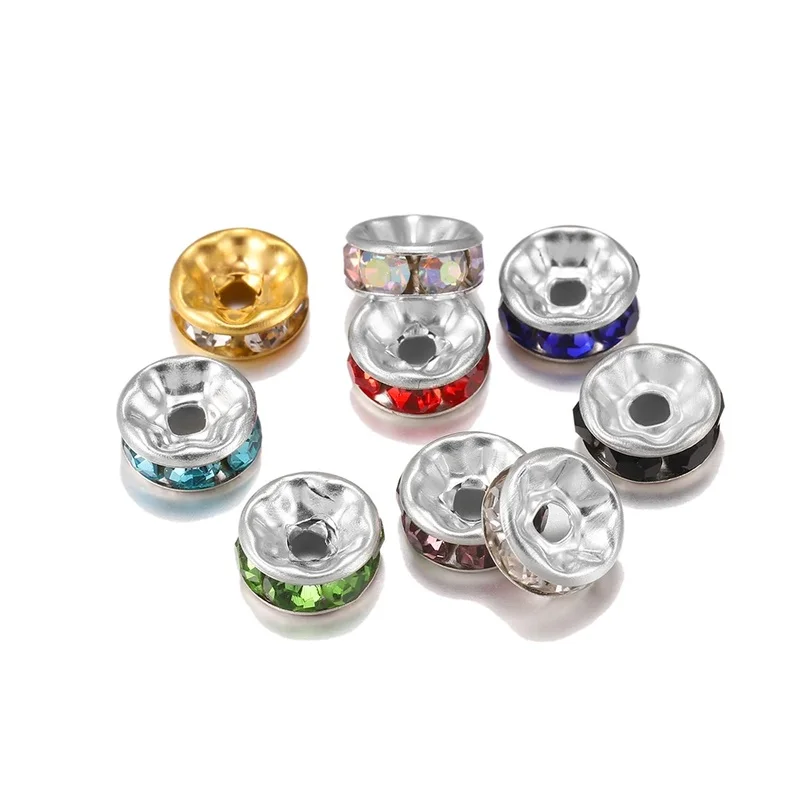 

1Box 4-8mm Silver Color Rhinestone Rondelles Crystal Bead Loose Spacer Beads Kits For DIY Jewelry Making Kits Supplies Set
