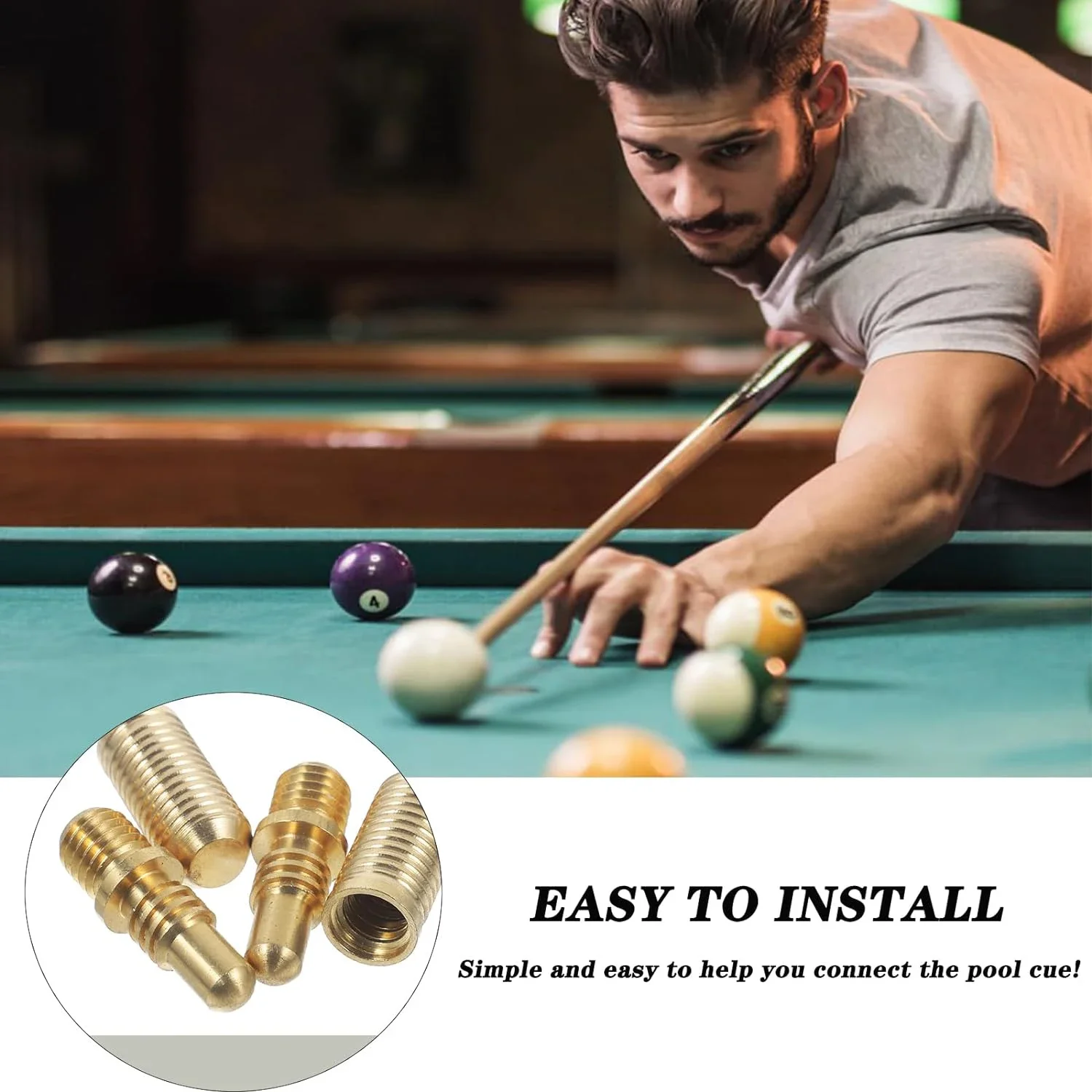 1/2Sets Billard Queue Schrauben Hardware Pool Queue Verlängerung Schrauben Pool Queue Spitze Schraube Queue Spitze Schrauben gemeinsame Verbindungs Schrauben – Detail 1