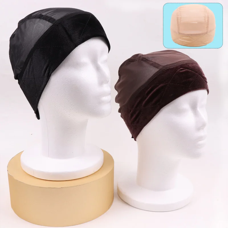 1-3Pcs Mesh Headband Wig Cap For Making Wigs Wig Grip Cap Non Slip Velvet Headband Adjustable Hair Net Wig Band Cap To Hold Wig