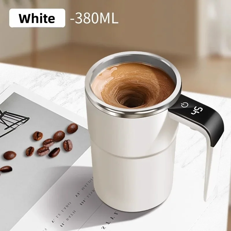 380ML elektrische koffie zelfmengende mok IP67 waterdichte koffie roermok USB opladen digitaal display automatische magnetische beker