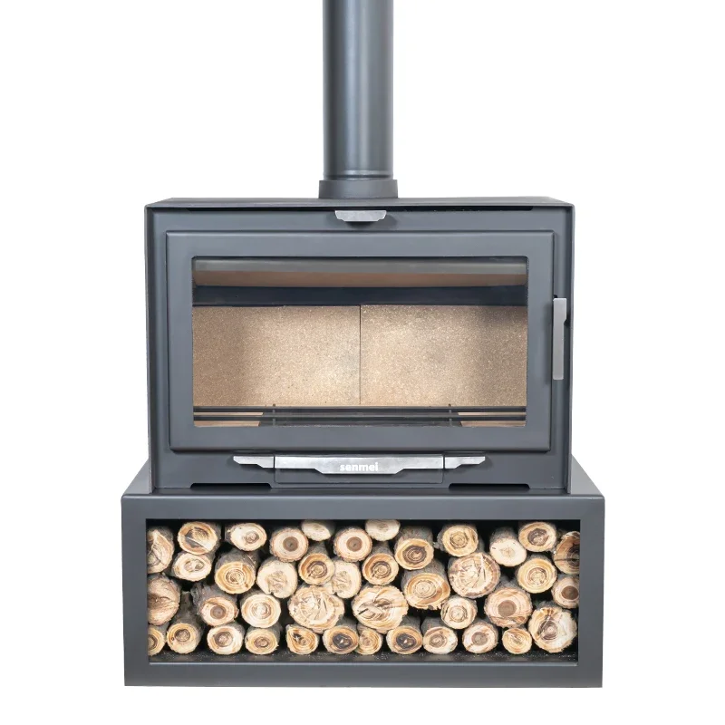 

European-style steel plate true fire fireplace wood-burning firewood heating stove 1120 firewood base firewood cabinet