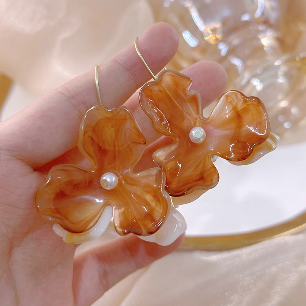 

Drop Earring Flower Pearl Earrings Dangle for Women Petal Dangling Jewelry Miss