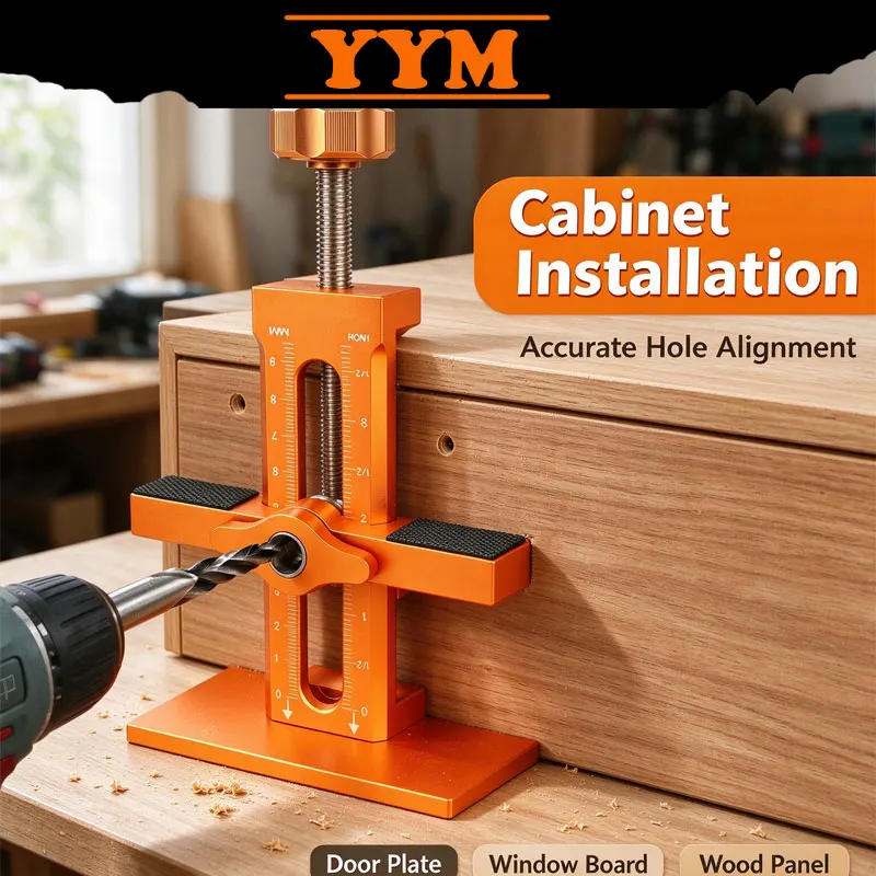YYM 3‑In‑1 Enhanced Cabinet Door Installation Jig Aluminum Alloy Adjustable Support Base for Frameless Frame Wall Base Cabinets