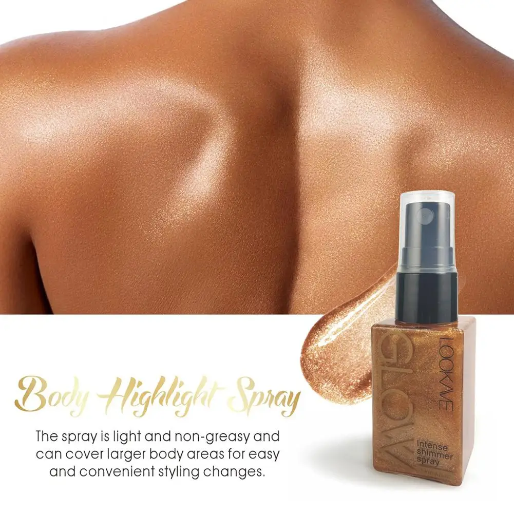 Nuovo spray di olio luccicante impermeabile a lunga durata idratante oro bronzo contorno illuminante strumenti per il trucco glitter per il corpo e il viso
