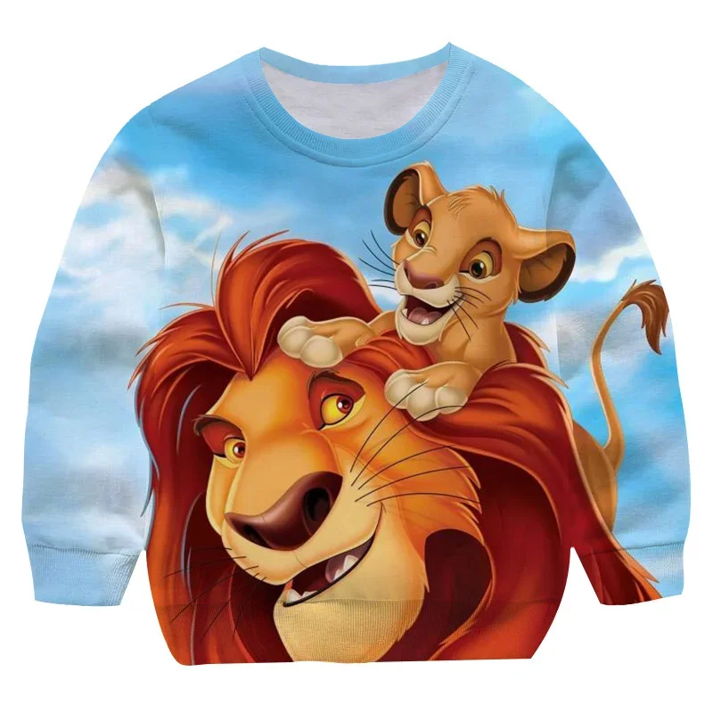 Teens Clothing Spring Autumn Casual The Lion King Simba Sweatshirts Fashion Cartoon Pullovers Kids Clothes Boys Girls Streetwear