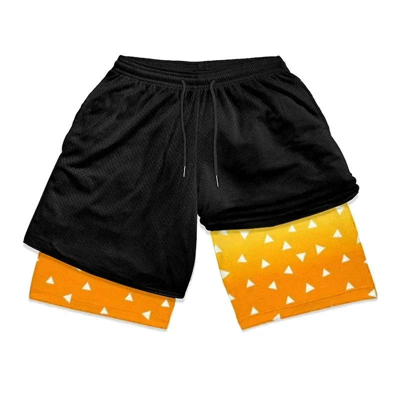 Anime Gym Shorts Men Women Manga 3D Print 2 In 1 Quick Dry Sports Shorts Summer Fitness Running Workout Mesh Performance Shorts