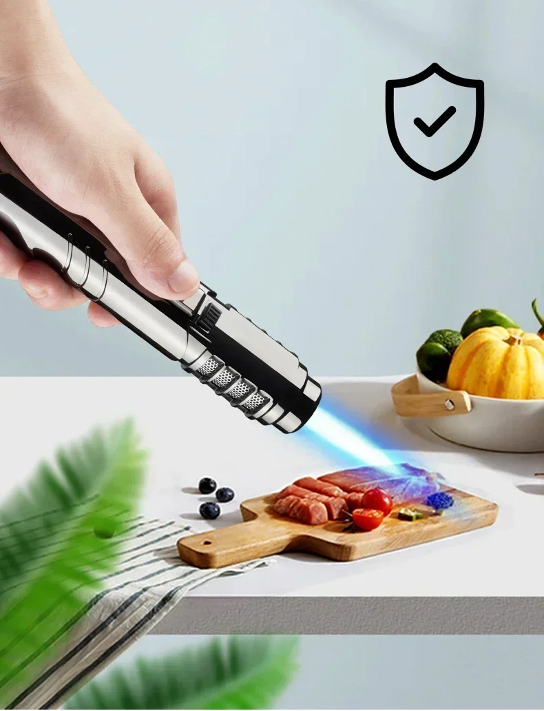 HEISSE Metall-Spritzpistole mit großer Flamme, blaue Flamme 1800 ° c Schweißpistole Butan Gas Fackel Feuerzeug Outdoor Camping BBQ Küche Zündwerkzeug – Detail 8