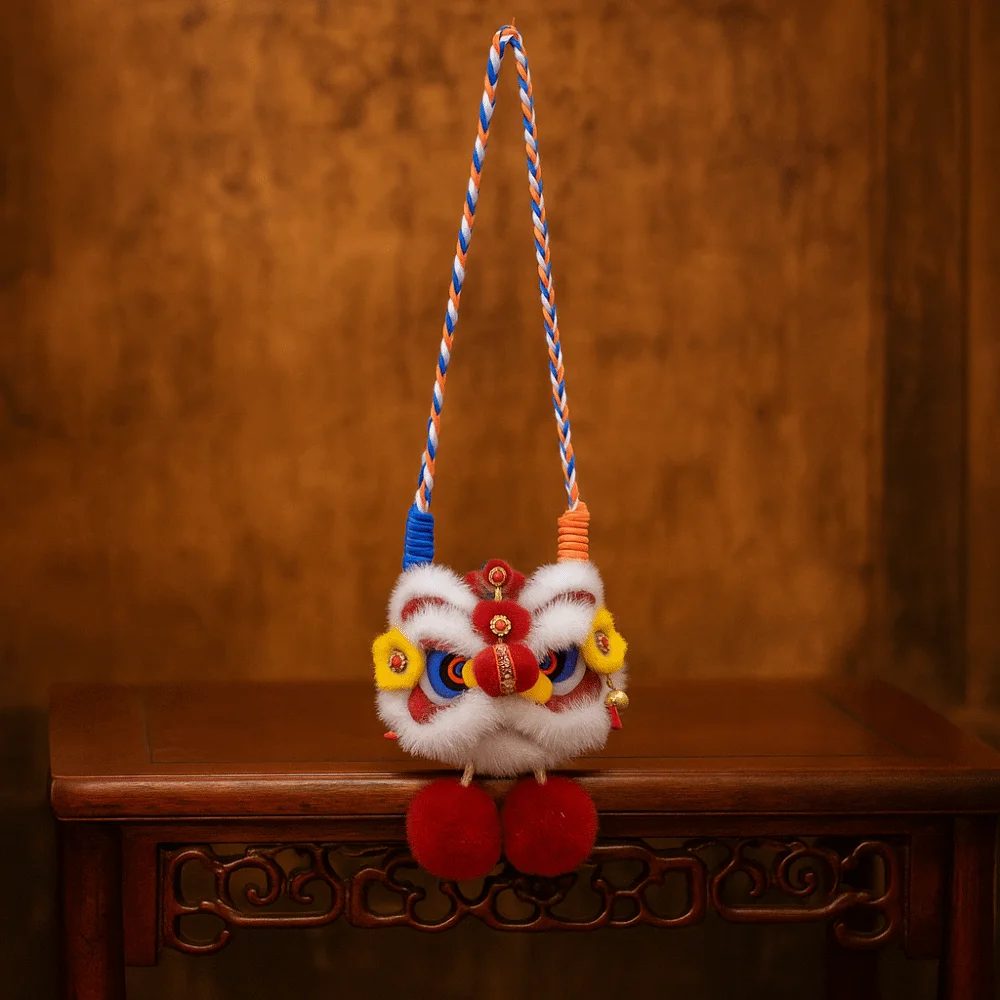 محبوك السنة الجديدة حقيبة كتف النمط الصيني تخزين الأطفال الأسد حقيبة مهرجان الربيع محفظة نسائية للعملات المعدنية أفخم حقيبة ساعي فتاة/صبي #4