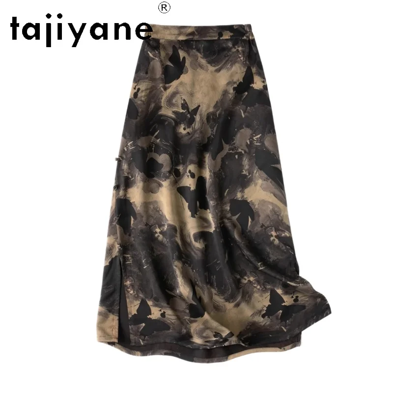 

TAJIYANE 100% Natural Mulberry Silk Skirt Old Money Style Long Skirts for Woman New Arrivals 2025 Summer Clothes Юбка Женская