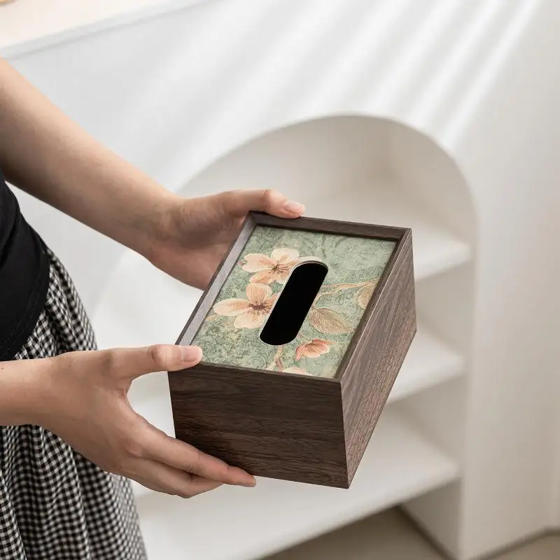 1pc Wooden Cherry Blossom Tissue Box Cover Napkin Holder Storage Box Gift-Idea Creative Wood-Made Tissue Box Holder