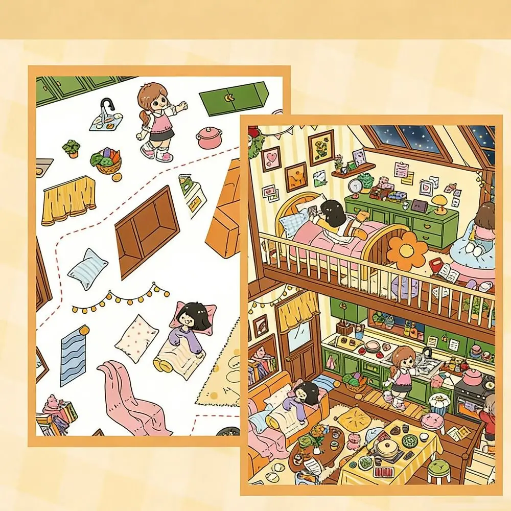 New Warm Little Nest Series Miniature Landscape Sticker PET DIY 3D Landscape Sticker Cartoon Large Size Miniature Scene Collage