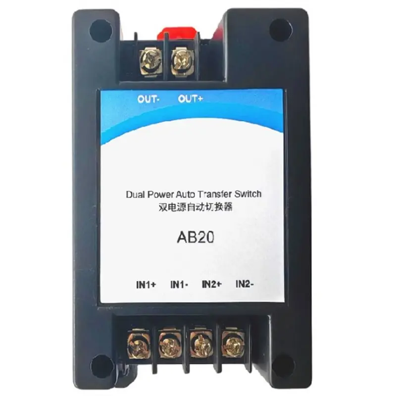 ABGI AB20B Dual Power Auto Transfer Switch ATS DC 5-30V 20A/Channel for Backup Power Solar System RV Marine