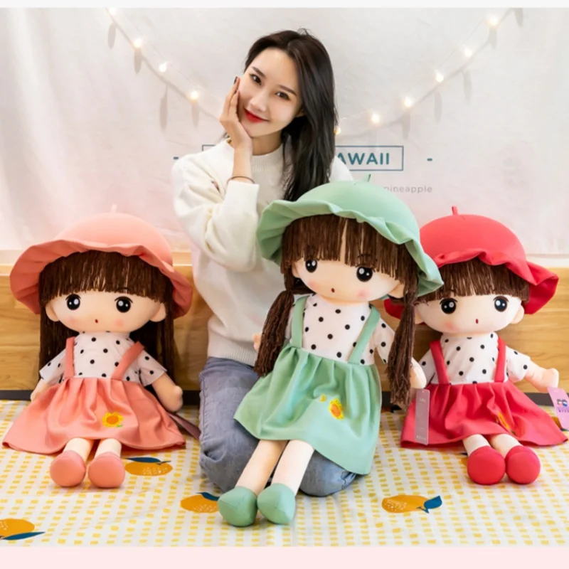 45cm Super Kawaii Plush Girls Doll with Clothes Kid Girls Baby Appease Toys Stuffed Soft Cartoon Plush Toys for Children Gift