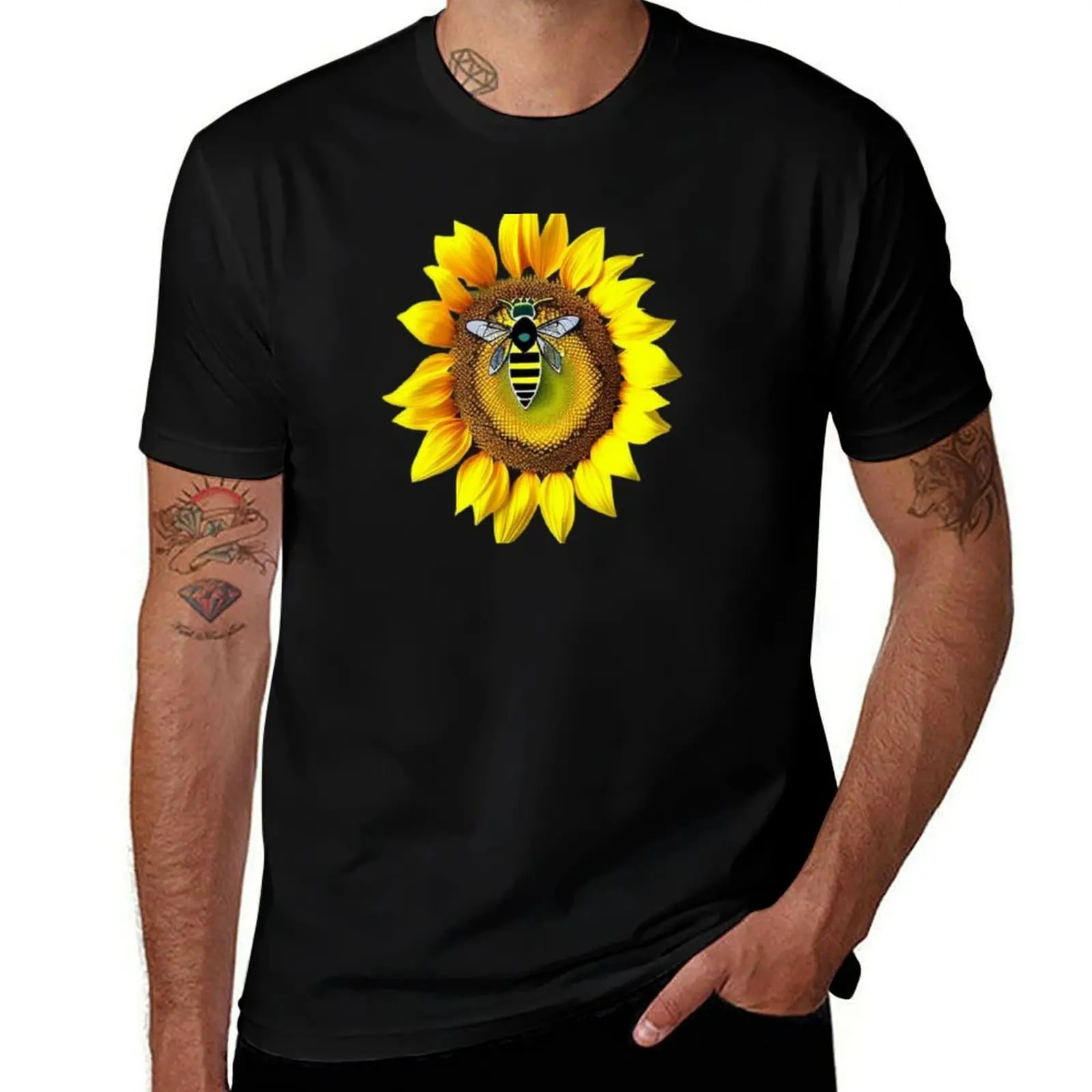 

Bee on a sunflower T-Shirt Luxury man oversized graphic tee boys whites mens graphic t-shirts big and tall