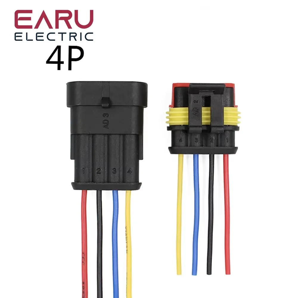 1set AMP 1P 2P 3P 4P 5P 6P Way Waterproof Electrical Auto Connector Male Female Plug with Wire Cable harness for Car Motorcycle