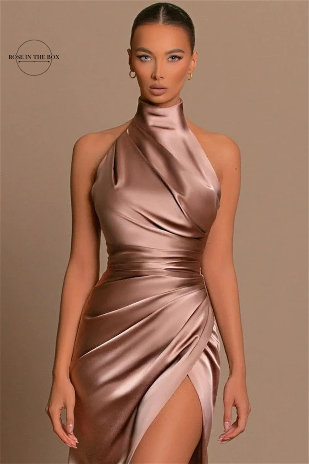 Robe de Rhsirène longue en satin plissé avec fente pour femme, élégante robe africaine à col haut, occasion formelle, soirée, quoi que ce soit pour